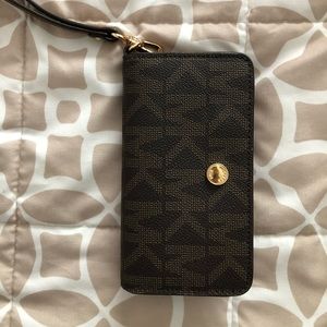MK brown monogram wristlet